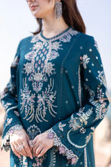 Qalamkar - Unstitched  3PC Luxury Lawn Embroidered Suit - SNW-1124
