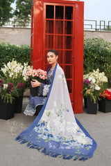 ELAF Embroidered Lawn 3pc with Printed Chiffon Dupatta- SNW - 5101
