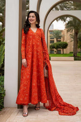 Faiza Saqlain - 3PC Luxury Lawn Embroidered Suit - SNW-1194