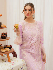 MAHNUR - Unstitched 3PC Luxury Lawn Embroidered Suit - SNW - 1138