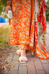 ANEELAS - 3PC PRINTED SHIRT WITH PATCHES AND CHIFFON DUPATA AND TROUSER - SNW-4102
