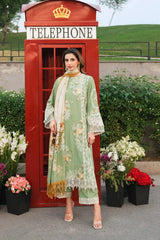 ELAF - Unstitched 3PC Luxury Lawn Embroidered  with Printed Chiffon Dupatta - SNW - 5109