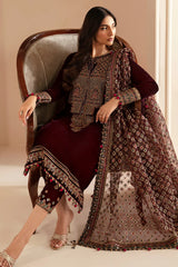 Jazmin- Unstitched 3PC Luxury Velvet Embroidered Suit - SNW-7148