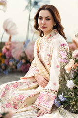 Qalamkaar - Unstitched 3PC Lawn Embroidered Suit - SNW-1136
