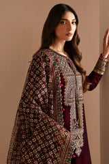 Jazmin- Unstitched 3PC Luxury Velvet Embroidered Suit - SNW-7148