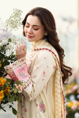 Qalamkaar - Unstitched 3PC Lawn Embroidered Suit - SNW-1136