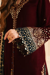 Jazmin- Unstitched 3PC Luxury Velvet Embroidered Suit - SNW-7149