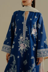 ZARA SHAHJAHAN - Unstitched 3PC Luxury Lawn Embroidered Suit - SNW - 5113