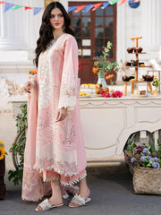 BIN ILYAS - Unstitched  3PC Luxury Lawn Embroidered Suit - SNW - 1143