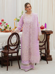 MAHNUR - Unstitched 3PC Luxury Lawn Embroidered Suit - SNW - 1138