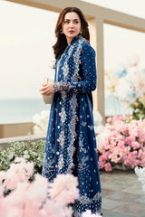 QALAMKAR - Unstitched 3PC Lawn Embroidered Suit - SNW-1125