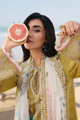 Qalamkar - Unstitched  3PC Luxury Lawn Embroidered Suit - SNW-1164