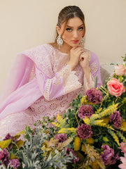 MAHNUR - Unstitched 3PC Luxury Lawn Embroidered Suit - SNW - 1138