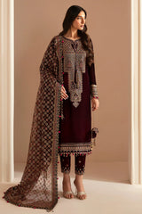 Jazmin- Unstitched 3PC Luxury Velvet Embroidered Suit - SNW-7148