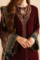 Jazmin- Unstitched 3PC Luxury Velvet Embroidered Suit - SNW-7149