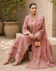 Akbar Aslam - Unstitched 3PC Luxury Lawn Embroidered Suit - SNW-1189