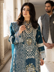 MAHNUR - Unstitched 3PC Lawn Embroidered Suit - SNW-1103