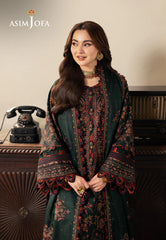 ASIM JOFA - 3PC Unstitched Luxury Dhanak Embroidered Suit - SNW-7154