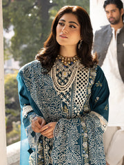 MAHNUR - Unstitched 3PC Lawn Embroidered Suit - SNW-1103
