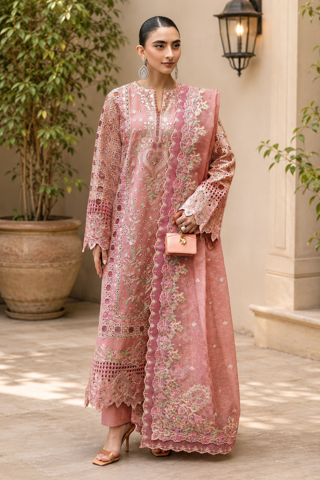 Akbar Aslam - Unstitched 3PC Luxury Lawn Embroidered Suit - SNW-1189