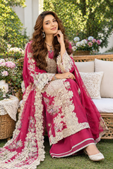 ELAF - Unstitched 3PC Luxury Dhanak Embroidered Suit With Hand Made Neck Patch  - SNW-1701
