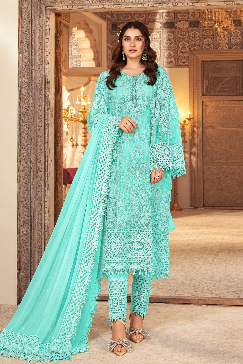 MARIA.B - 2PC Unstitched Luxury Soft Organza Embroidered Suit - SNW-912-F