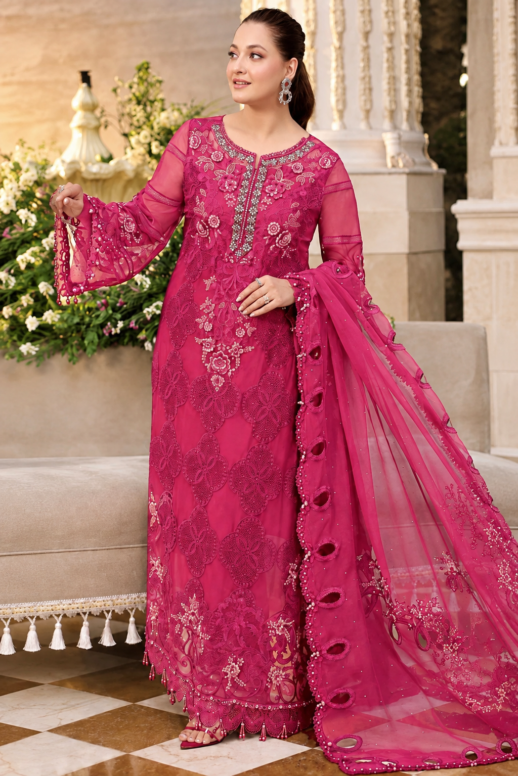 MARIA.B - 3PC Unstitched Luxury Dhanak Embroidered Suit - SNW-7151