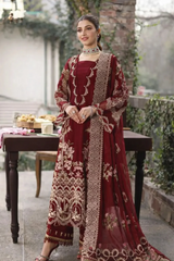 KAHF- Unstitched 3PC Luxury Dhanak Embroidered Suit - SNW-7163
