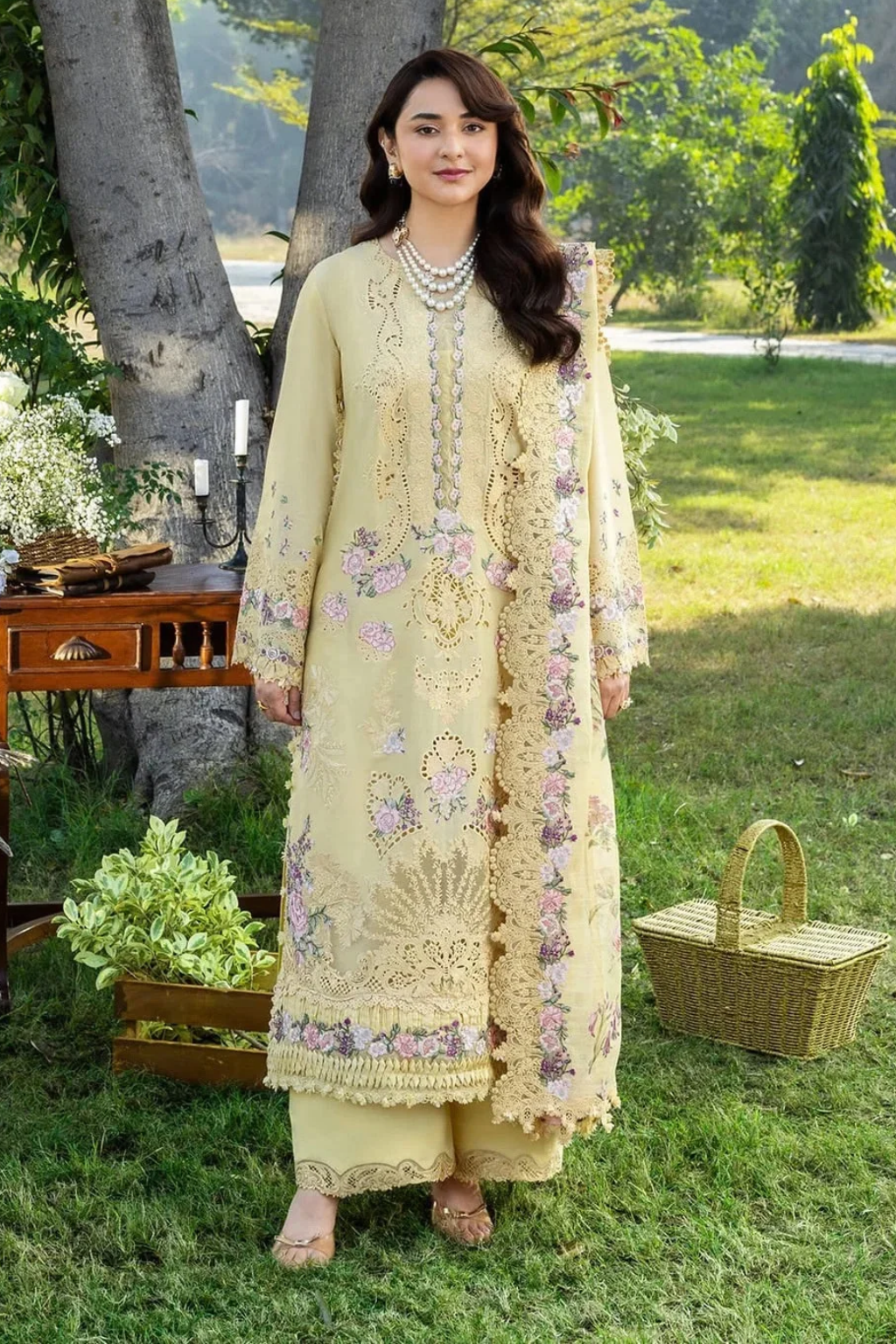 ELAF  - Unstitched 3PC Luxury Viscose Embroidered Suit - SNW-7146