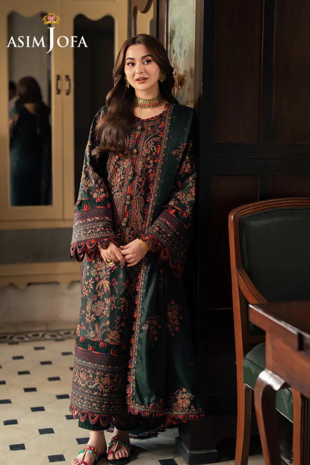 ASIM JOFA - 3PC Unstitched Luxury Dhanak Embroidered Suit - SNW-7154