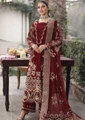 KAHF- 3PC Luxury Lawn Embroidered Suit - SNW-1109