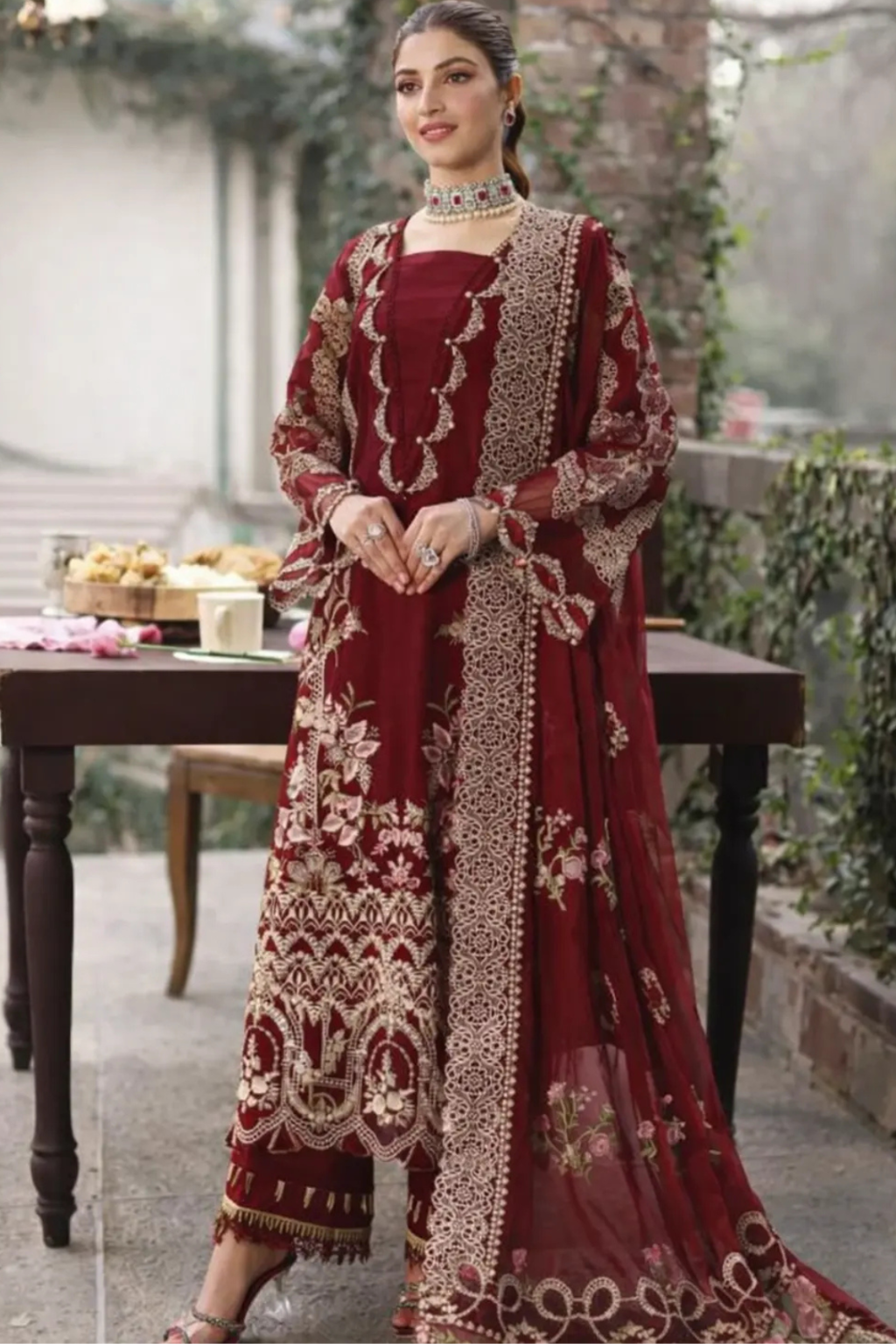 KAHF- Unstitched 3PC Luxury Lawn Embroidered Suit - SNW-1109
