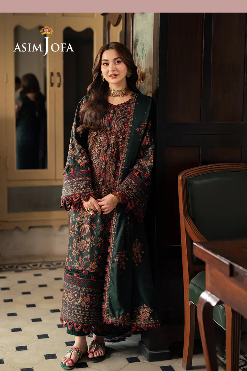 ASIM JOFA - Unstitched 3PC Lawn Embroidered Suit - SNW-1120