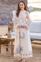 Qalamkar - 3PC Luxury Lawn Embroidered Suit - SNW-1107
