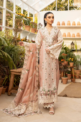 ELAF - Unstitched 3PC Luxury Dhanak Embroidered Suit - SNW-7107