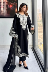 Mirana - Unstitched 3PC Luxury Lawn Embroidered Suit - SNW - 5121