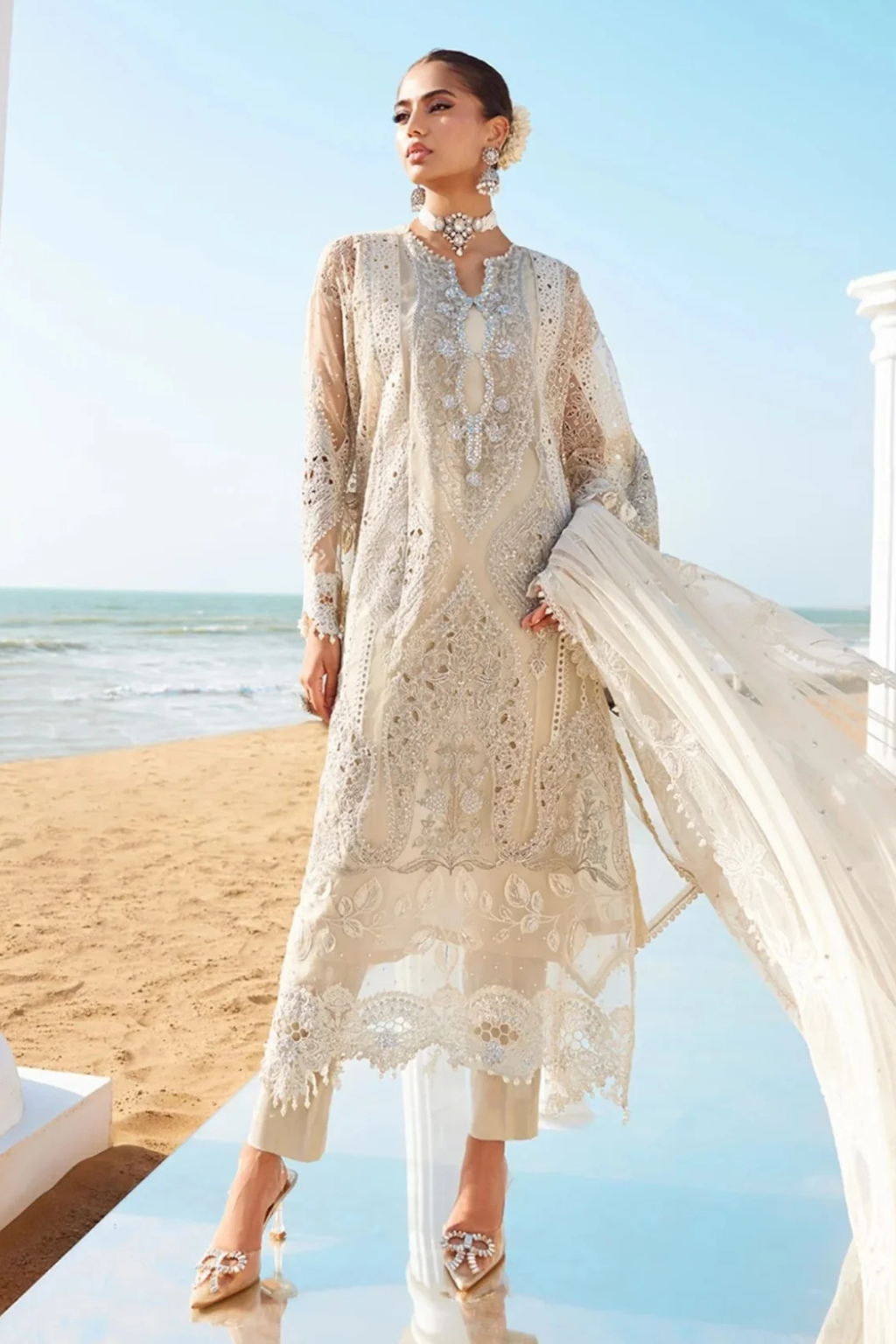 Maria.B - Unstitched 3PC Luxury Viscose Embroidered Suit - SNW-7133