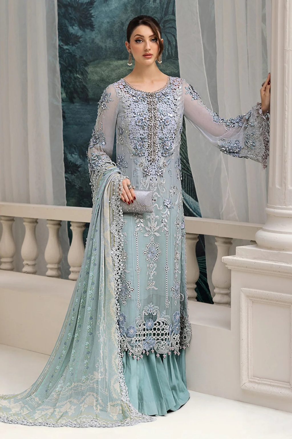 Maria.B - Unstitched 3PC Luxury Viscose Embroidered Suit - SNW-7134