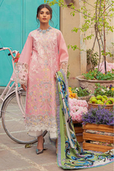 MUSHQ- Unstitched 3PC Luxury Lawn Embroidered Suit - SNW - 5110