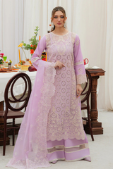 MAHNUR - Unstitched 3PC Luxury Lawn Embroidered Suit - SNW - 1138