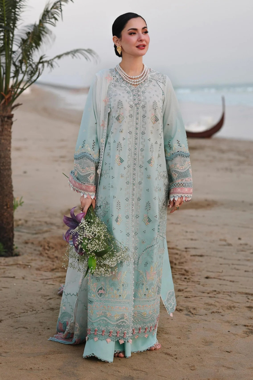 Qalamkar - Unstitched 3PC Luxury Lawn Embroidered Suit - SNW-1153