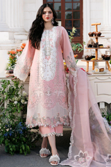 BIN ILYAS - Unstitched  3PC Luxury Lawn Embroidered Suit - SNW - 1143