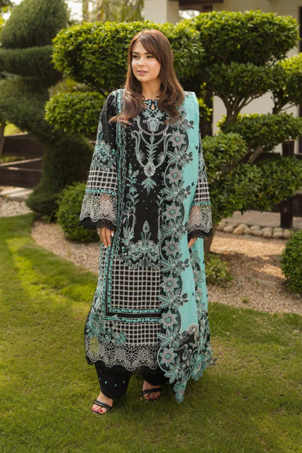 Aneelas -  Unstitched 3PC Luxury Lawn Embroidered Suit - SNW-1199