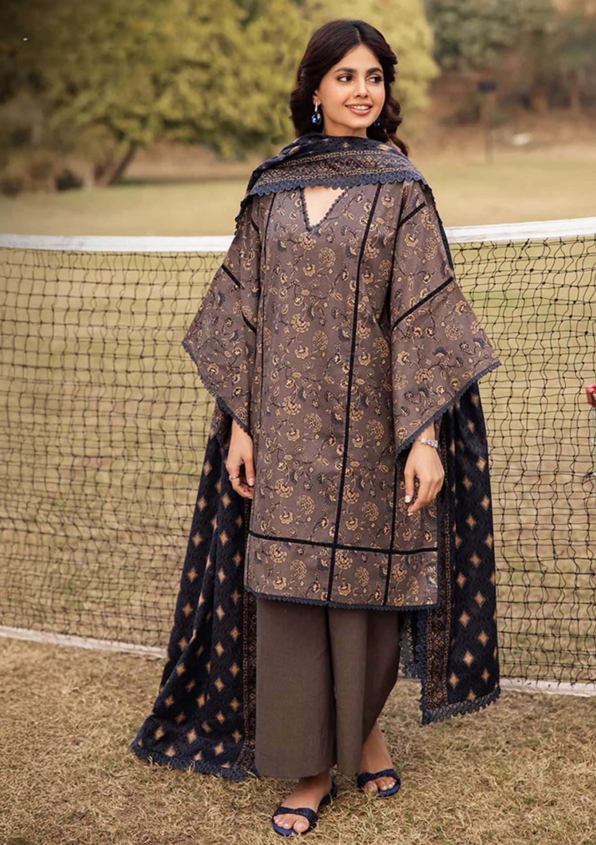 Beechtree Unstitched 3pc Digital Printed Bana Dora Lawn-SNW-3142